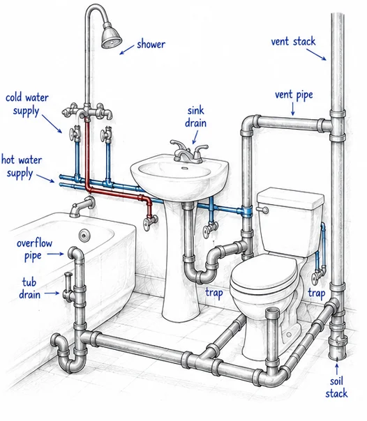 Home plumbing system diagram